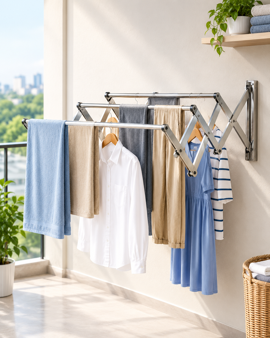 Wall mounted foldable drying rack